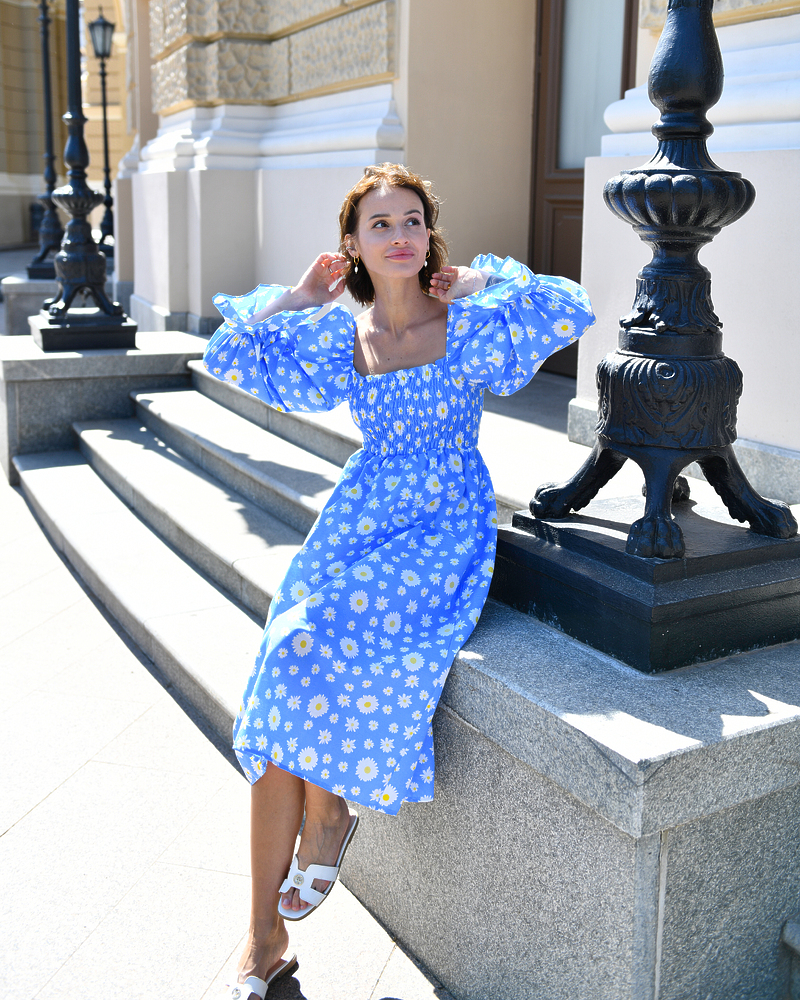 Dress "June" (Fabric: cotton) Blue